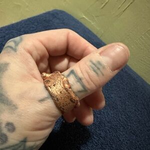 Handmade upcycled Ooak Unique brutalist Copper Ring 9 1/2
